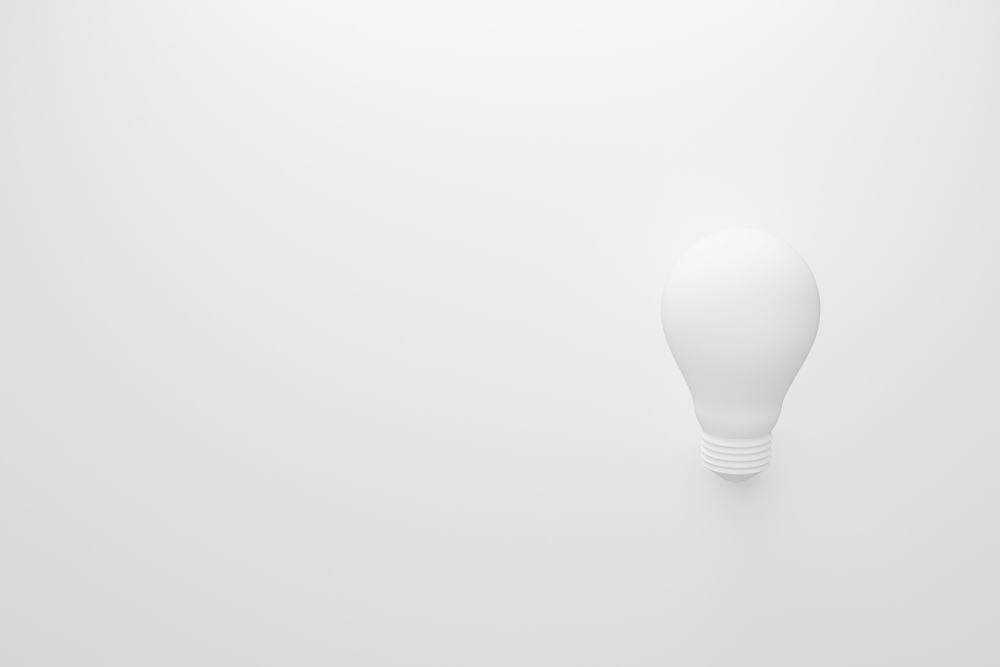 3d White Bulb on White Background with Copy Space